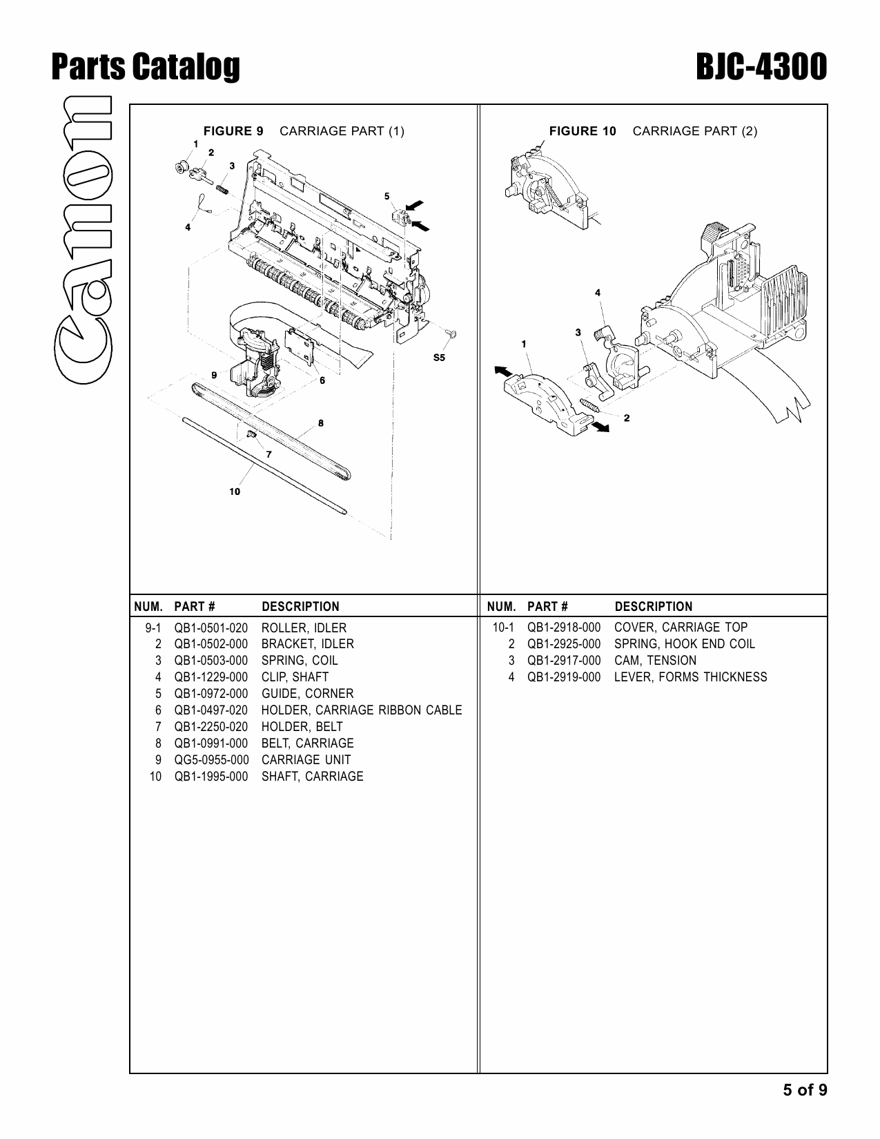 Canon BubbleJet BJC-4300 4302 Parts Catalog Manual-5